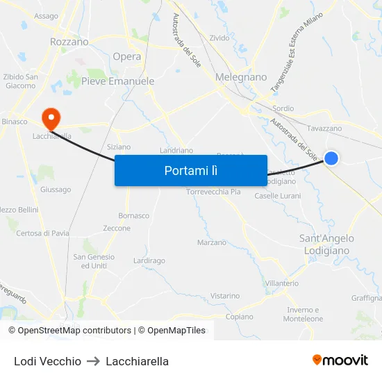 Lodi Vecchio to Lacchiarella map