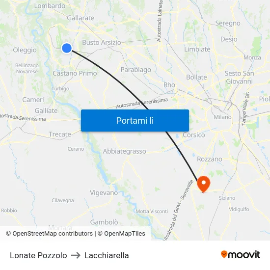 Lonate Pozzolo to Lacchiarella map