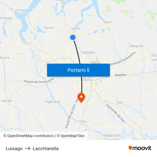 Luisago to Lacchiarella map