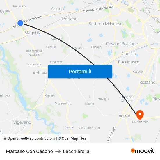 Marcallo Con Casone to Lacchiarella map