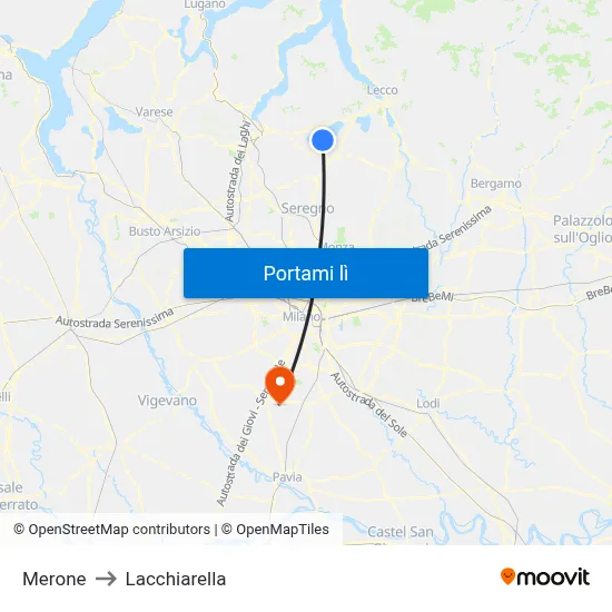 Merone to Lacchiarella map