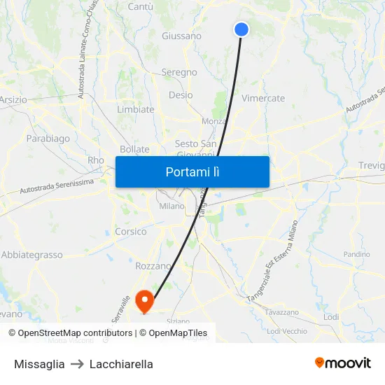 Missaglia to Lacchiarella map
