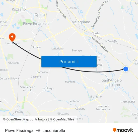 Pieve Fissiraga to Lacchiarella map