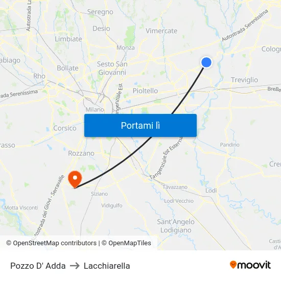 Pozzo D' Adda to Lacchiarella map