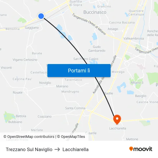 Trezzano Sul Naviglio to Lacchiarella map