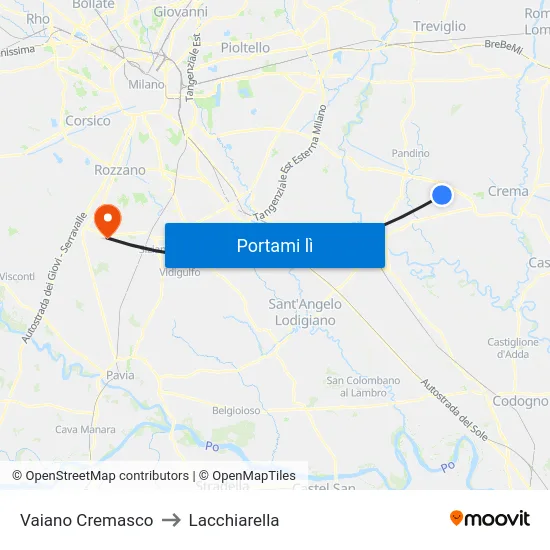 Vaiano Cremasco to Lacchiarella map
