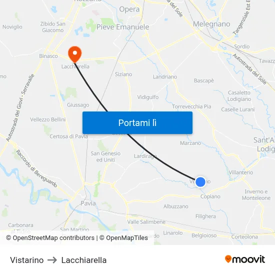 Vistarino to Lacchiarella map