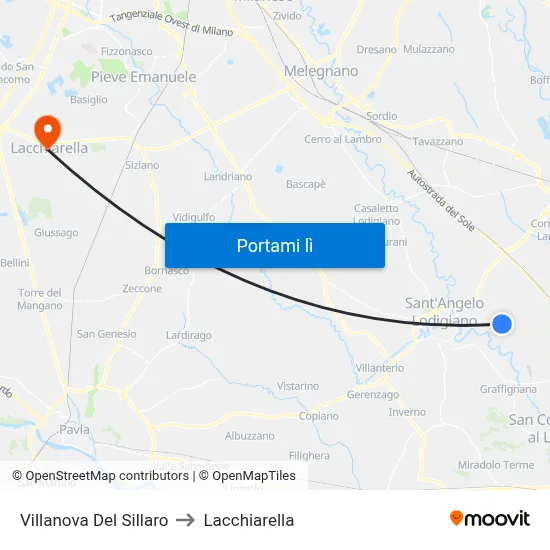 Villanova Del Sillaro to Lacchiarella map