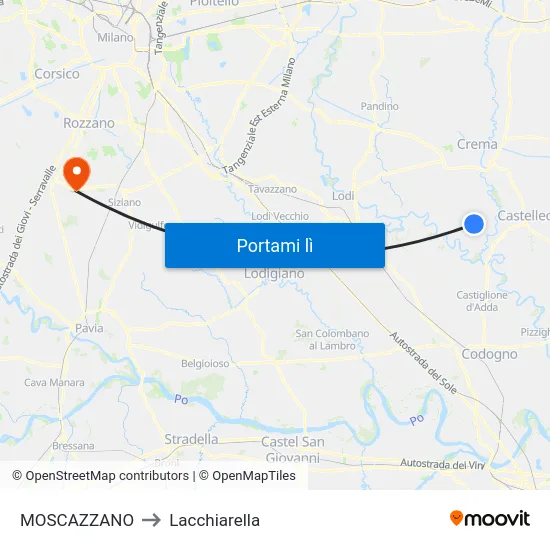 MOSCAZZANO to Lacchiarella map