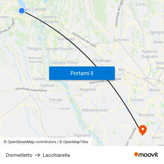 Dormelletto to Lacchiarella map