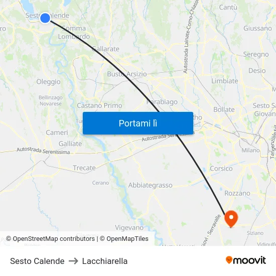 Sesto Calende to Lacchiarella map