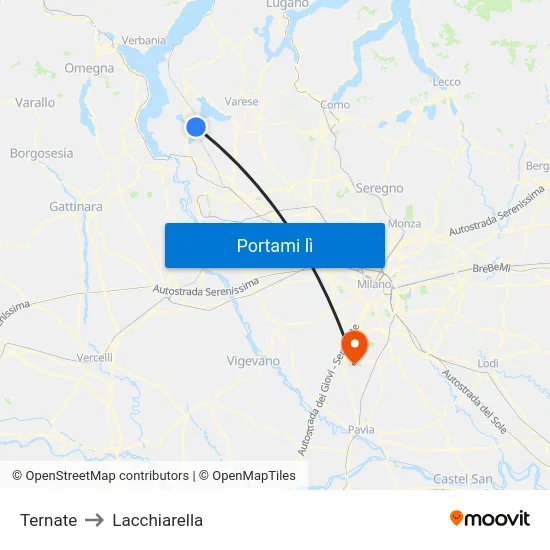 Ternate to Lacchiarella map