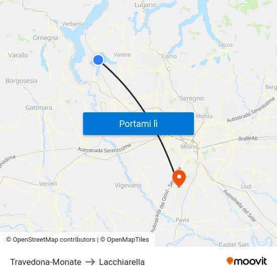 Travedona-Monate to Lacchiarella map