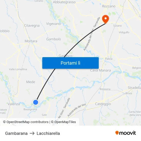 Gambarana to Lacchiarella map