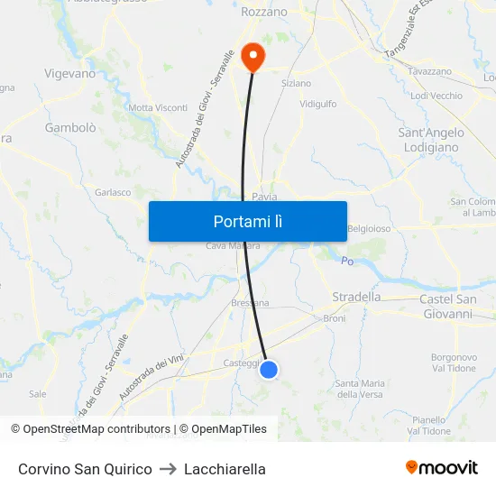 Corvino San Quirico to Lacchiarella map