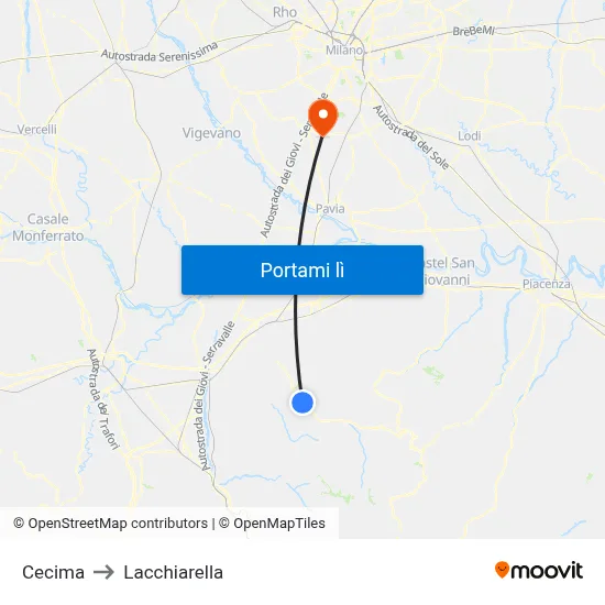 Cecima to Lacchiarella map