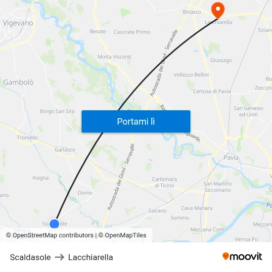 Scaldasole to Lacchiarella map