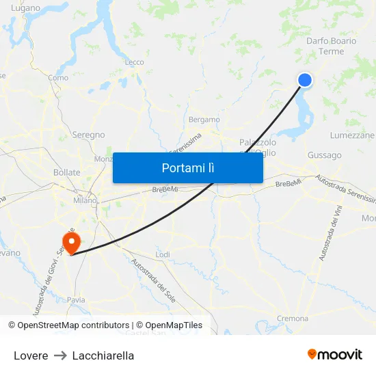 Lovere to Lacchiarella map