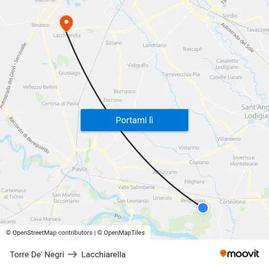 Torre De' Negri to Lacchiarella map