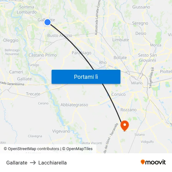 Gallarate to Lacchiarella map