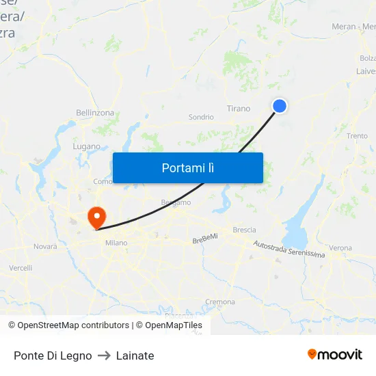 Ponte Di Legno to Lainate map