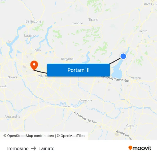 Tremosine to Lainate map