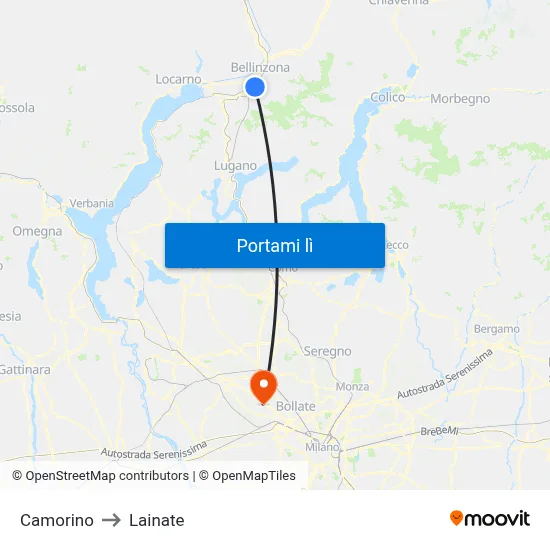 Camorino to Lainate map