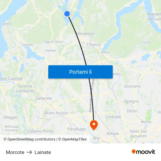 Morcote to Lainate map