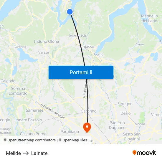 Melide to Lainate map