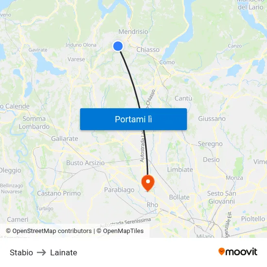 Stabio to Lainate map