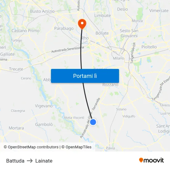Battuda to Lainate map