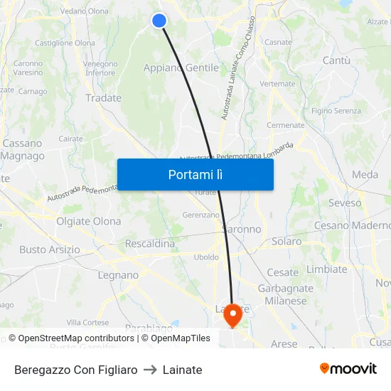 Beregazzo Con Figliaro to Lainate map