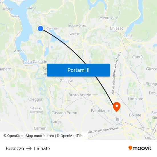 Besozzo to Lainate map