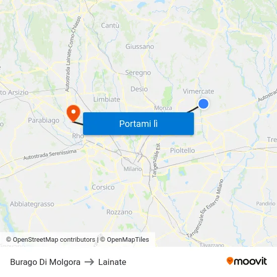 Burago Di Molgora to Lainate map