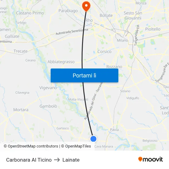 Carbonara Al Ticino to Lainate map