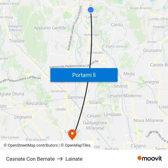 Casnate Con Bernate to Lainate map