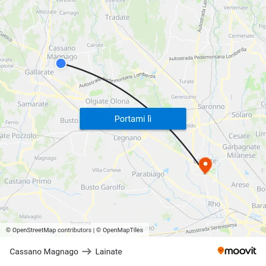 Cassano Magnago to Lainate map