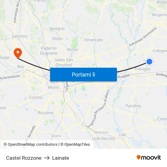 Castel Rozzone to Lainate map