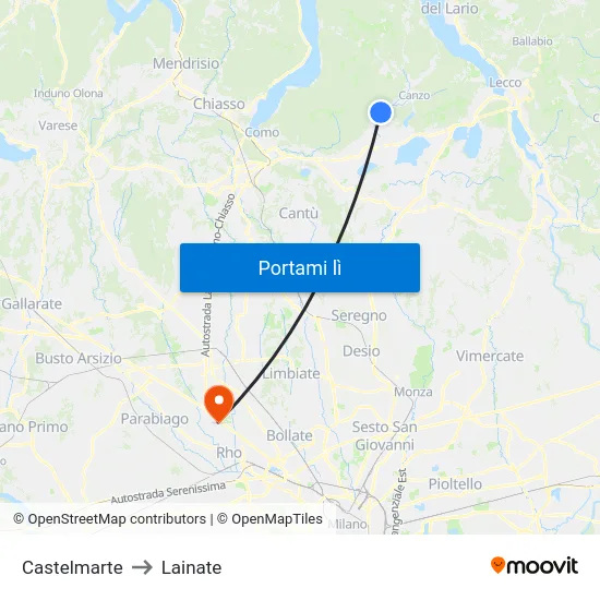 Castelmarte to Lainate map