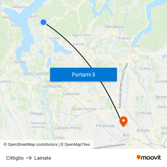 Cittiglio to Lainate map