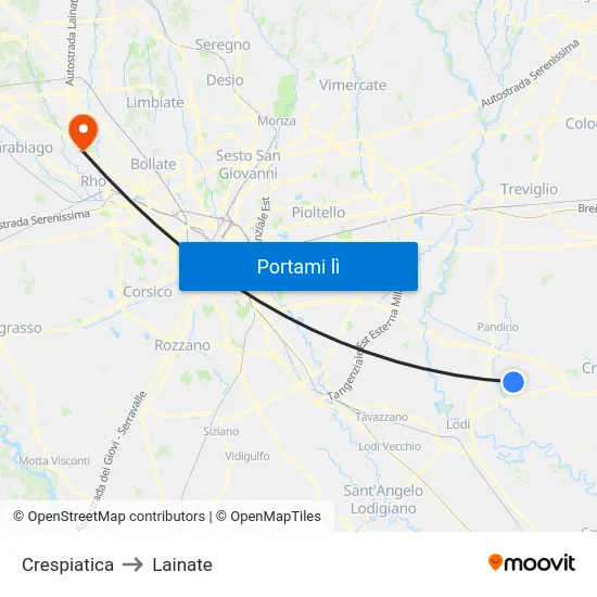 Crespiatica to Lainate map