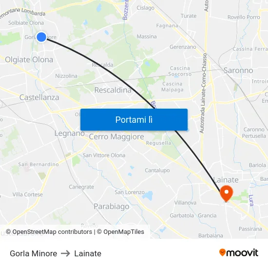 Gorla Minore to Lainate map