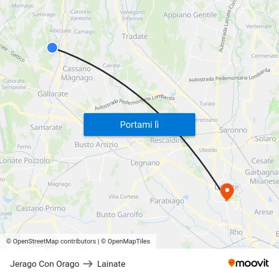 Jerago Con Orago to Lainate map