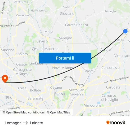 Lomagna to Lainate map