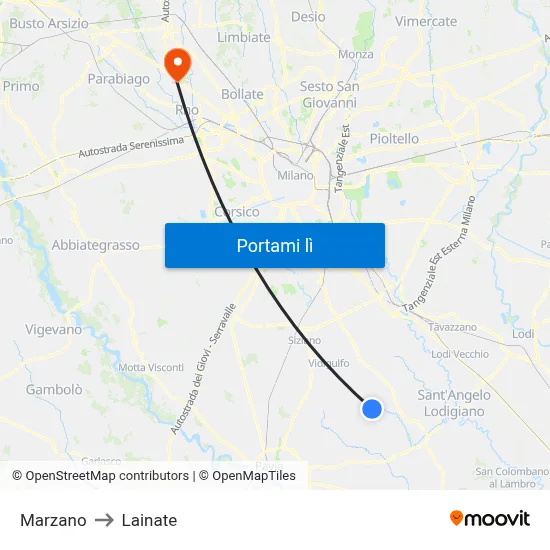 Marzano to Lainate map