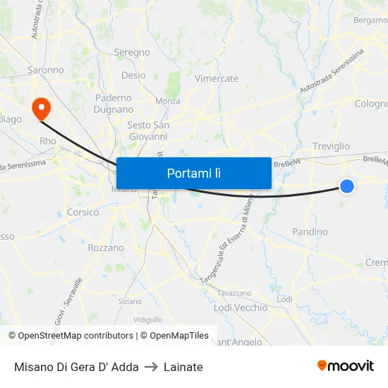 Misano Di Gera D' Adda to Lainate map