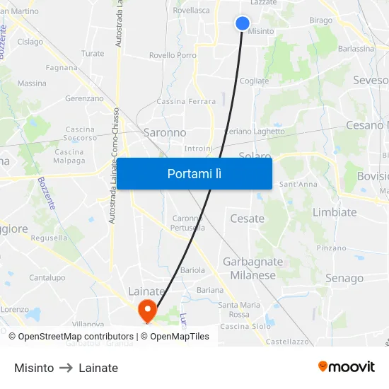 Misinto to Lainate map