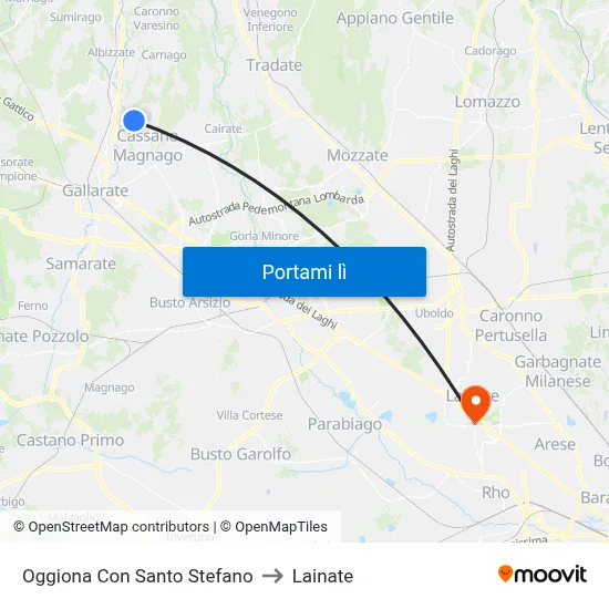 Oggiona Con Santo Stefano to Lainate map