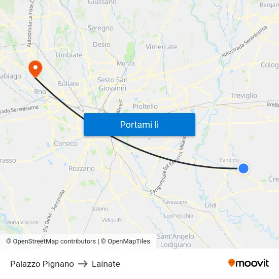 Palazzo Pignano to Lainate map