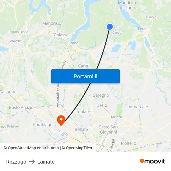 Rezzago to Lainate map